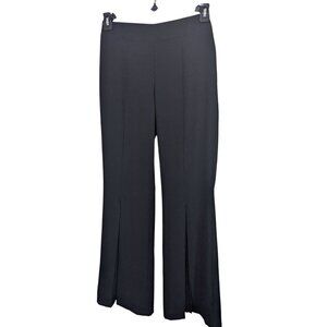 Vintage Cartise Womens Split Front Leg Flare Pants US 2 Black Y2K Side Zip